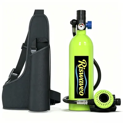 Riswaveo Mini Scuba Tank 1L xách tay lặn Tank tái sử dụng Scuba Diving oxy xi lanh Kit cho snorkeling & Cứu Hộ Khẩn cấp S400