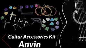 KAWES Guitar Tool Changing Kit Strings Pick Capo Winder Accessories Kit Strings Picks Holder Capo Bones Storage Bag
