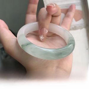 Natural Emerald Color Xinjiang Tianshan Emerald Floating Flowers Floating Green Ice Jade Bracelet Genuine Jade Gem Jade Thin round Bar