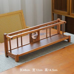 Wooden Multi-Layer Storage Rack Tea Set Display Stand Purple Clay Teapot Cosmetic Desktop Organizer Rectangular Shelves