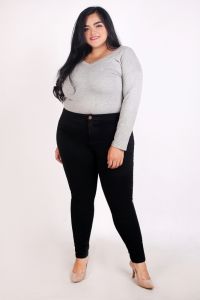 Celana Jeans Highwaist Wanita Jumbo JSK 1910 Oversize HW Skinny Bb 100kg Bahan Melar Softjeans Hitam