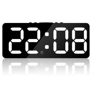 Digital Alarm Clock Large LED Display Brightness Dimmable Digital Clock with USB Charging Ports Snooze Bedside Alarm Clock