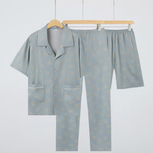 TUCANO | Mens Summer Short Sleeve Long Pants Sleepwear Three-piece Set