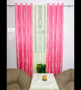 Quarter7 Curtains - Brocade - Big flower Design - Pink - SOLD PER PIECE/PER SET