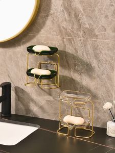 ชั้นสองติดผนังชั้นวางสบู่หลุมฟรี กล่องสบู่ชั้นวางสบู่ที่เก็บของแสงอุปกรณ์ หรู