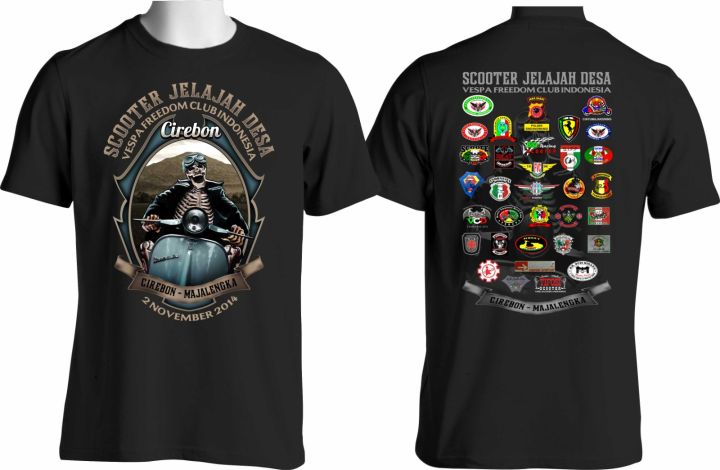 Kaos Acara Vespa Baju Vespa Full Logo Bonus Piagam Stiker Kaos