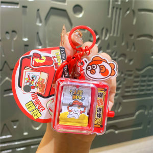 Cute Capybara Animation Flip-Flip Machine Keychain Backpack Decorative Toy Student Fun Creative Cultural Gift Plastic Hardware