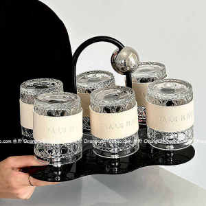 Luxurious Retro Black Glass Cup Set for Serving Water And Drinks in Living Room Heat Resistant Anti Scalding Tea Coffee Juice Cup