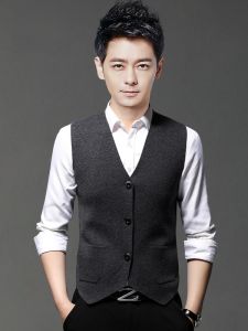 ROMON | Lormen Mens Vest Autumn Winter New Casual V-neck Sleeveless Knitted Sweater Fashion Urban Style Standard Fit Youth Fashion