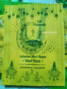 Goodie bag Lebaran EID MUBARAK Idul Fitri KUNING 30x40x8 12pcs