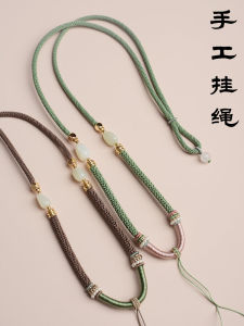 สร้อยคอแบบเรียบง่ายพร้อมเชือกติดจี้หยกและที่คล้องคอแบบมีน้ำหนักเบาสำหรับสร้อยคอแบบมีลวดลายด้ายทำมือ