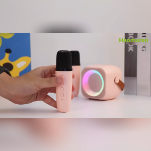 Haomuren ลำโพงบลูทูธ ไมโครโฟน RGB มินิ แบบพกพา ลำโพงคาราโอเกะไร้สายกลางแจ้งขนาดเล็ก USB TF AUX Blutooth Speaker K12