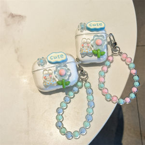 Tulip Rabbit Design Silicone Protective Case W04 plus Bluetooth Earphone Cover W04 pro Anti-Fall Soft Shell Transparent Bass for Digital Accessories