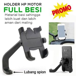 Holder HP Motor Spion Bahan Besi Full Metal Body C2 Motorcycle Holder penahan ponsel penyangga pencagak pegangan stand handphone di motor original kuat aman anti slip