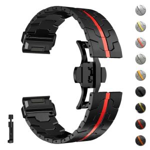 QuickFit Metal Strap For Garmin watch Fenix 5/5X/5XPlus/6/6XPro/7x/8 26 22mm Titanium Color Stainless Steel Band Forerunner 945