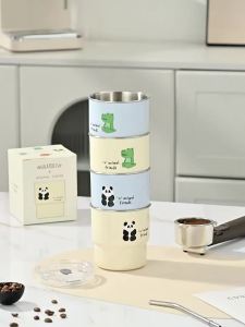 304 stainless steel coffee cup household cup portable water cup creative cartoon covered mug high aesthetic cup