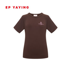 EP YAYING | Áo Thun Thể Thao Trơn Cổ Tròn có Thêu Chữ