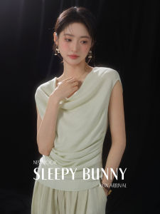 Draped Neck T-Shirt For Women Slim Fit Summer