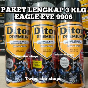 Pilok Pilox Cat Semprot Diton Premium Paket Lengkap 3 Kaleng 400cc Kuning Metalik Eagle Eye Harley 9906 Silver Metalic 9180 Clear Glossy 9128 Paketan Diton Spray Paint 400 cc