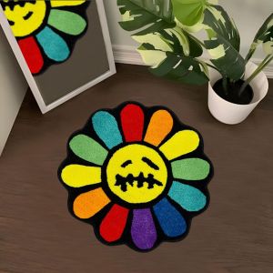 VIKAMA Gothic Sunflower Non-Slip Floor Mat Absorbent Bathroom Living Room Bedroom Bedside Carpet Home Decorative Rug