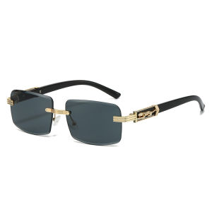 JN IMPRESSION แว่นตาไร้กรอบทรงสี่เหลี่ยมยอดนิยมลายเสือดาวแว่นตากันแดดแบบธรรมชาติเรียบง่าย