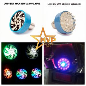 Lampu Stop Rem Motor RGB Projie Kedap Kedip Warna Warni LED 19 Mata Model Kipas Dan Melingkar Termurah bisa Untuk Semua Motor arus DC Universal /  Lampu Stop Projie Mini Terbaru Universal
