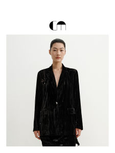 Floral Lapel Black Velvet Suit Womens