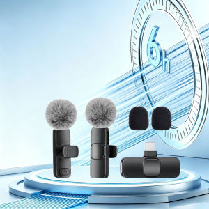 Wireless Lavalier Microphone 2 Pack Noise Canceling Clip Mic For iPhone Android Video Recording Live Streaming Vlog YouTube