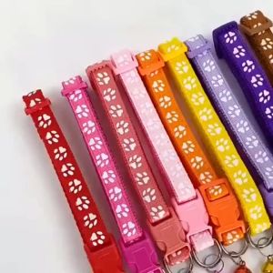 Kalung Kucing Lonceng Hewan Peliharaan Tali Leher Anjing Kecil Lonceng Pet Collar Dog Kitten Adjustable Motif Tapak Kaki Murah Import Cerianti