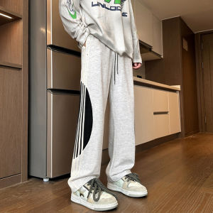 Quần Dài Nam Ống Đứng Kẻ Sọc American Patchwork Rộng Rãi Thoải Mái Mùa Thu Đông Quần Dài Ống Rộng Cạp Vừa Dài