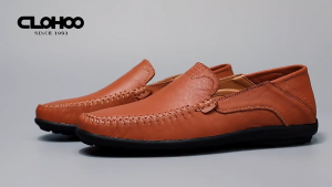 Mens Casual Leather Shoes Black Slip on Loafers Mens Lightweight Brown Walking Jogging Shoes Breathable Men Driving Shoes