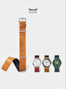 JEAYOU | Leather Strap for Mens Watch Seamaster 300 DeVille Speedmaster Antiquated Style