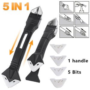 5-Piece Set (5 Interchangeable Heads) Stainless Steel Blade Jointing Tool Multifunctional Joint Removal Tool Joint Scraper Kit