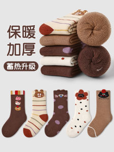 ถุงเท้าเด็กผู้หญิงแบบหนา ขนแกะ อบอุ่น สำหรับฤดูใบไม้ร่วงและฤดูหนาว ถุงเท้าเด็ก ถุงเท้าขนแกะ เสื้อผ้าเด็ก