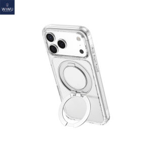 WIWU 360°Rotating Magnetic Kickstand Case For iphone 18 Pro/Pro Max Ultra Transparent Anti-yellowing with Four Corner Air Cushion Shock-absorbing Structure Case for iphone 17 Pro Max