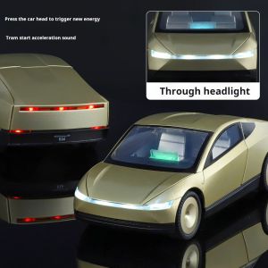 1:32 Robotaxi Driverless Taxi Alloy Metal Diecast Model Car for Tesla Miniauto Micro Vehicles Sound And Light Pull Back Birthday