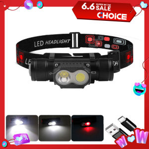 SOLOLANDOR Type-C White Red LED headlamp Fishing 18650 headlight Torch Hunting head lamp Headlamp Memory Function Flash light
