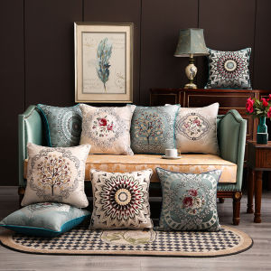 45x45cm Chinese Style Embroidery Throws Pillow Cases Light Luxury Home Decoration Sofa Cushion Cover (Without Core)