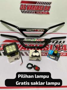 Paketan stang trail monster plat hitam+lampu tembak LED=✓Gratis saklar lampu