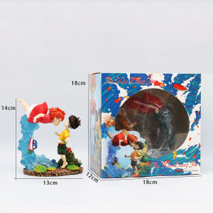 Bandai | Anime Ponyo On The Cliff Pvc Action Figure Statue Ponyo Meets Sosuke Water Scene Miniature Diorama Decor Model Collectible Toy