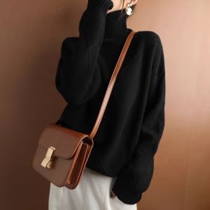 Erdos Fall and Winter Woolen Sweater Womens Turtleneck Pullover Loose Twisted Tops Cashmere Sweaters Bottoming Shirt