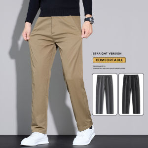 2025 Autumn Casual Pants Mens Classic Straight Comfortable Solid Color Business Work Khaki Trousers Fashion Korean Clothes