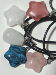 one set of 5 pendants necklaces for rm18 star shape mix colors quartz crystal