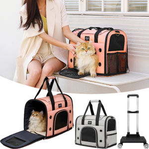 Pet Carrier Backpack Trolley Wheeled Cat Dog Travel Bag Breathable Lightweight Foldable Outdoor Vet
