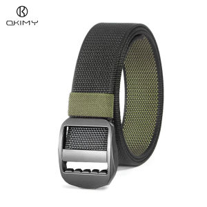 OKIMY Men Sports Belt Outdoor Nylon Belt Adjustable Belt Rotating Buckle Nylon Waistband Double-Sided Two-Color Belt Youth Sports Canvas Pant Belt Simple Nice Waistband