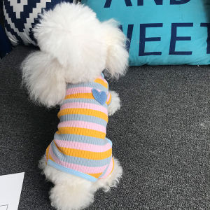 Spring New Cotton Pet Clothes Dogs Cats Love Heart Colorful Stripes Four Legs Cotton Teddy Bichon Dog Sweater Ebaerr Brand