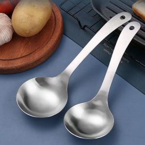 Rice Spoon Soup Spoon 304 Stainless Steel Spoon Thickened Chinese Solid Color Household Soup Spoon Restaurant Public Spoon Commercial Spoon