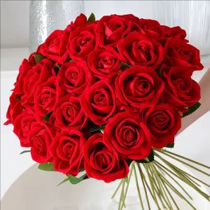 10pcs High Quality Artificial Big Rose Bouquet / Rose Flower Wedding Decoration / Silk Roses Beautiful Branch Vases / for Floral Arrangements Home Decor