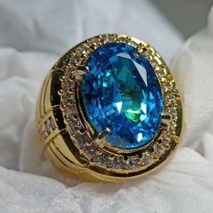 CINCIN BATU BLUE TOPAZ SUWISS FULL CUTTING MEWAH