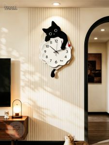 HAOJIUBUJIAN | Retro Silent Cartoon Cat Wall Clock